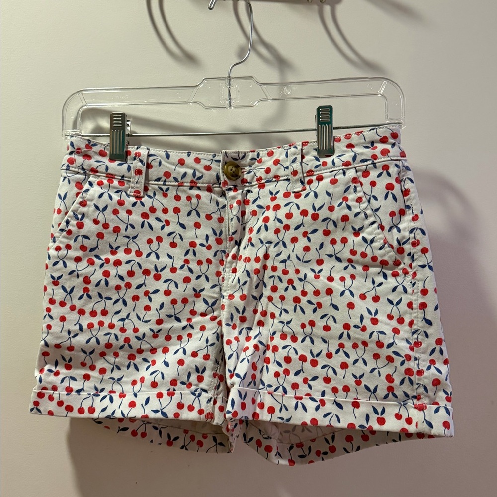 SO Juniors White Cherry Print Shorts